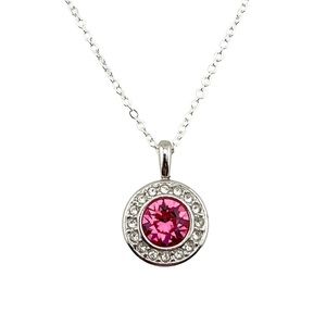 Swarovski Fuchsia Crystal Halo Pendant Necklace